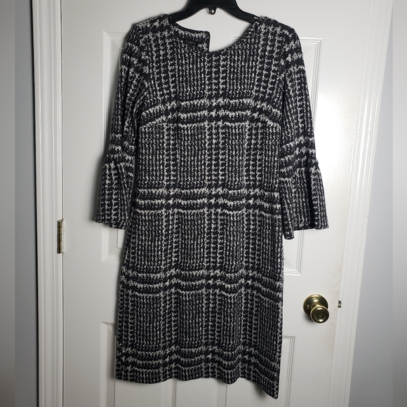 Talbots Dresses & Skirts - Talbots Womens Dress Black Sheath Workwear Houndstooth Cotton Blend Knit